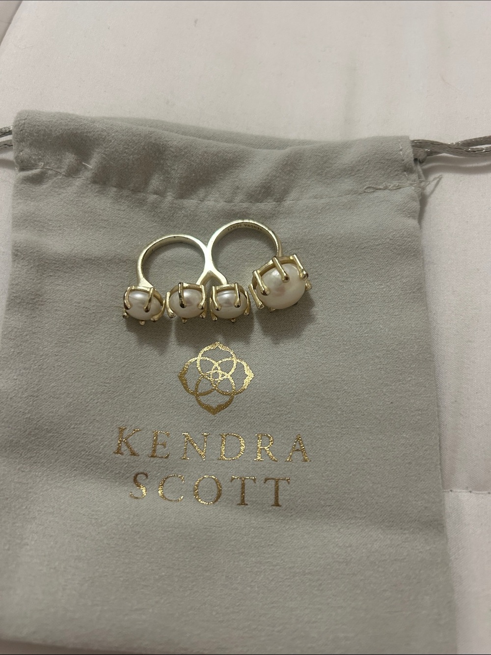 Kendra Scott Gold Pearl Statement Ring | Four Pearl Cluster